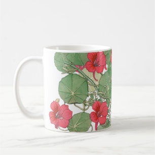 Red Nasturtiums Antique Lithograph 1896 Coffee Mug
