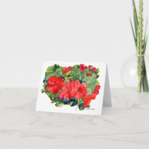 Red Nasturtiums H2O-colour Folded Thank You Card