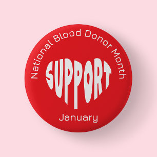 Red National Blood Donor Month Button