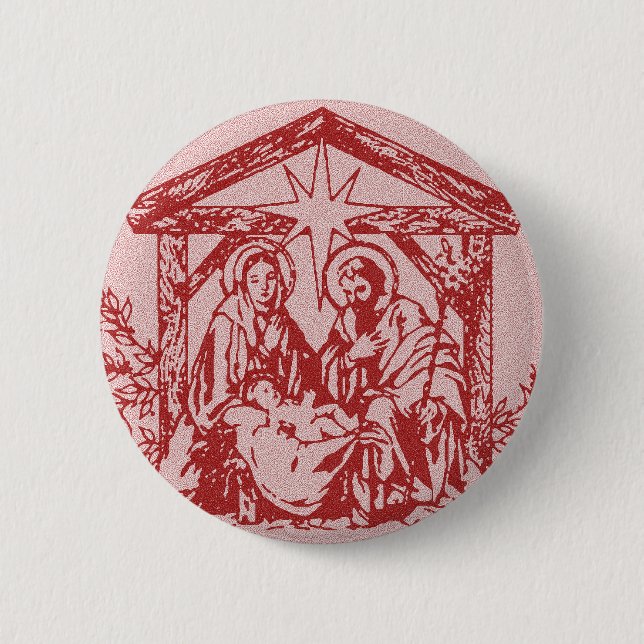 Red Nativity 2 Inch Round Button (Front)