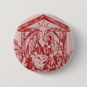 Red Nativity 2 Inch Round Button