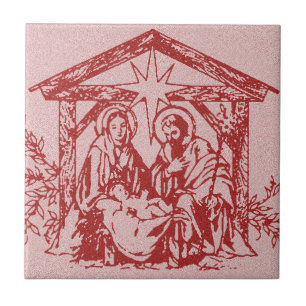 Red Nativity Tile