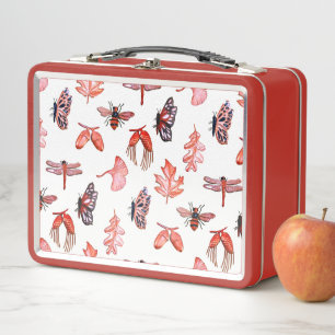 Red Nature Print Lunch Box