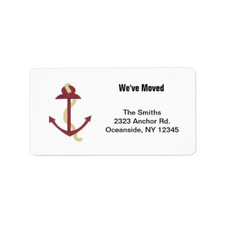 Red Nautical Anchor Label