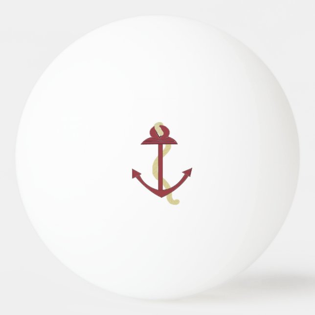 Red Nautical Anchor Ping Pong Ball (Front)