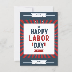 Red Navy and White Modern Happy Labour Day Invitation
