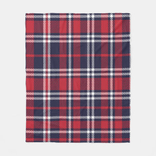 Red Navy Asymmetric Plaid Texture Fleece Blanket
