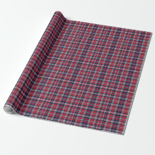 Red Navy Asymmetric Plaid Texture Wrapping Paper