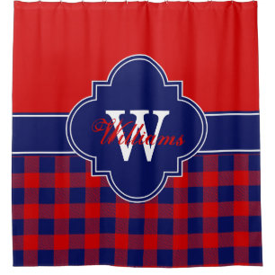 Red Navy Blue Buffalo Plaid 1ICBR Monogram