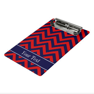 Red, Navy Blue LG Chevron Navy Blue Name Monogram Mini Clipboard