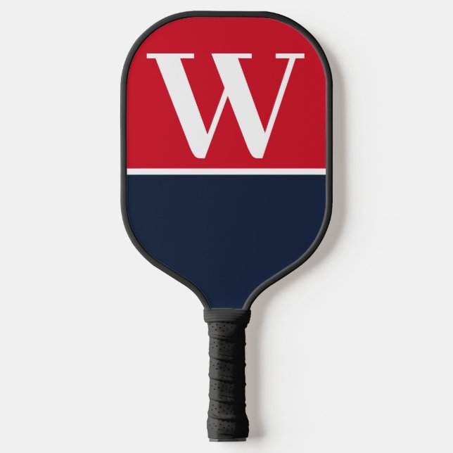 Red & Navy College Monogram Pickleball Paddle (Front)