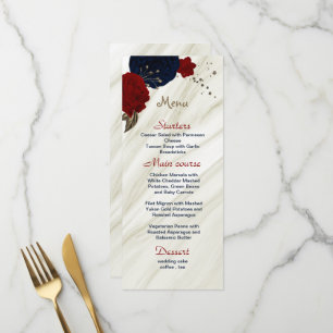 red & navy flowers beautiful wedding menu