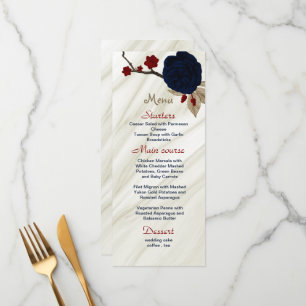 red & navy flowers beautiful wedding menu
