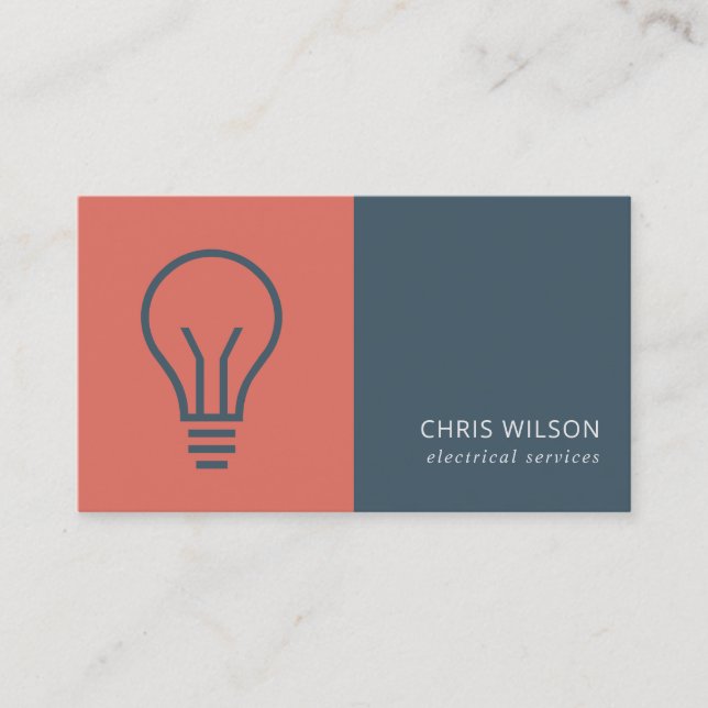 RED NAVY GREY ELECTIC BULB ELECTRICIAN ELECTRIC BUSINESS CARD (Front)