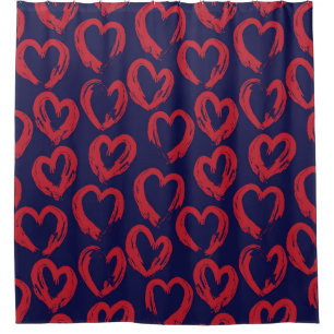 Red Navy Heart shaped Valentine’s Day seamless pat