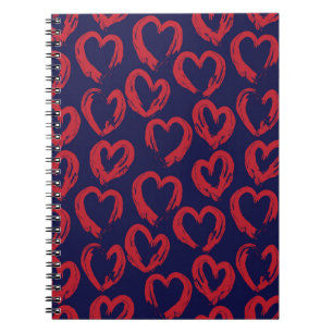 Red Navy Heart shaped Valentine’s Day seamless pat Notebook