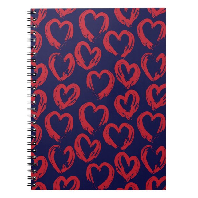 Red Navy Heart shaped Valentine’s Day seamless pat Notebook (Front)