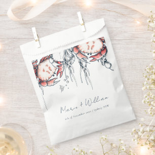 Red Navy Underwater Crab Coral Nautical Wedding Favour Bag