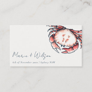 Red Navy Underwater Crab Nautical Wedding Website Place Card