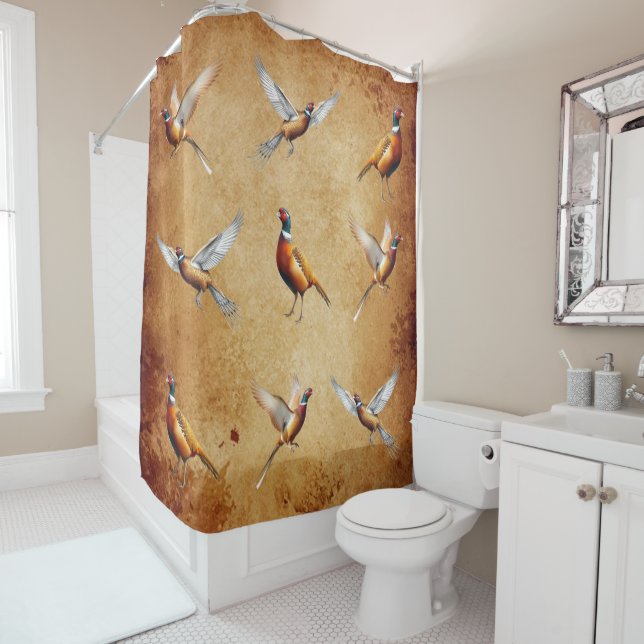 Red-neck Pheasant Shower Curtain (In Situ)