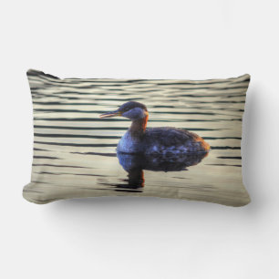 Red-necked Grebe Waterfowl Wildlife Photo Lumbar Pillow