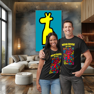 Red Neon Alien – Funky Pop Art Smiling Character T-Shirt