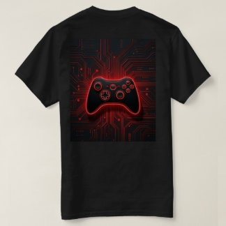 Red Neon Gaming Controller Cyber Circuit Board T-S T-Shirt
