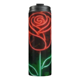 Red Neon Light Glowing Rose Ivy Sweet  Thermal Tumbler
