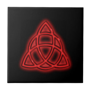 Red Neon Triquetra Tile