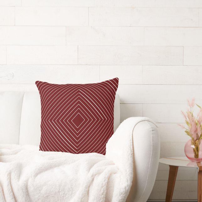 red Nested White Squares Tribal Throw Pillow (Couch)