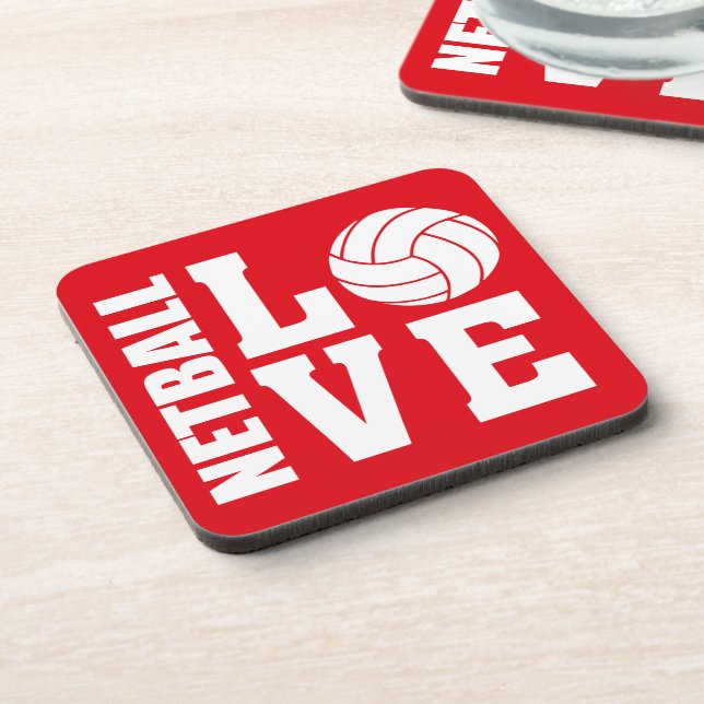 Red, Netball Players Love Coaster (Left Side)