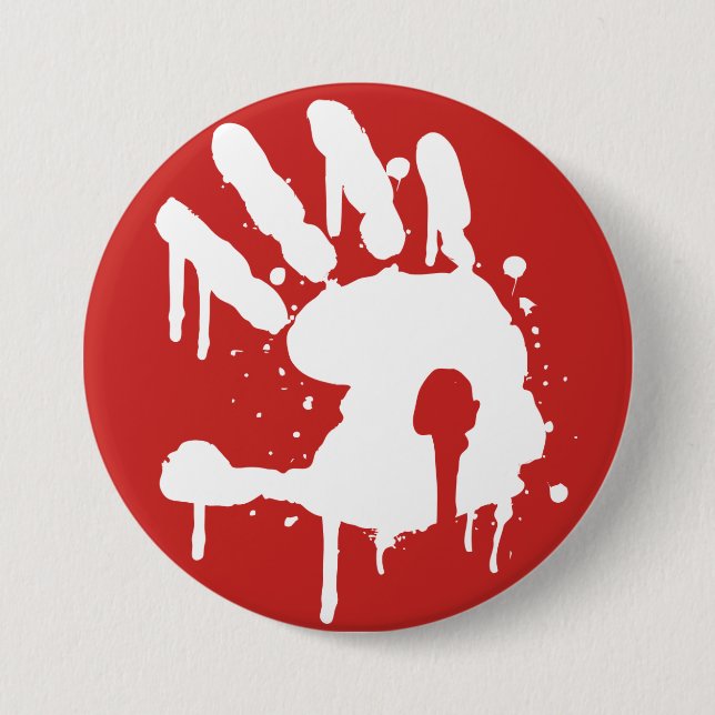 Red "Never Again" white logo Button (Front)