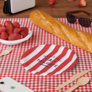 Red Never Lost A Tailgate Custom Team Name Gameday Paper Plate