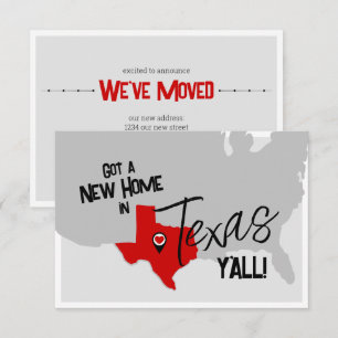 Red New Home in Texas Y'all Moving Announcement