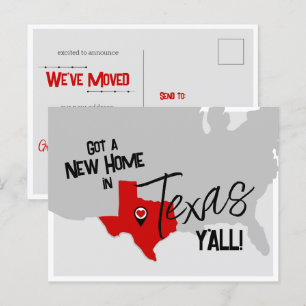 Red New Home in Texas Y'all Moving Postcard