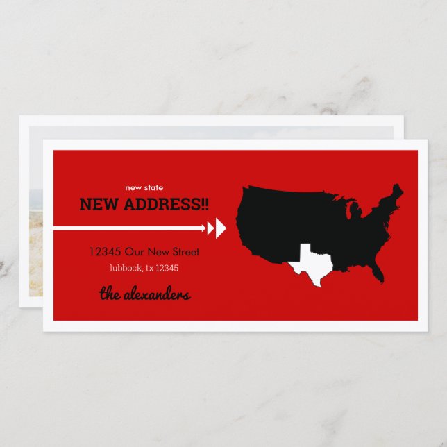 Red New State, New Address! Texas Moving (Front/Back)