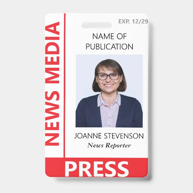 Red News Media Press Photo Badge (Front)