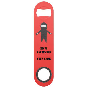 Red Ninja Bartender Custom Name Bottle Opener Bar Key