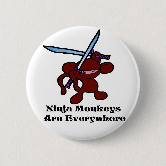 Red Ninja Overhead 2 Inch Round Button (Front)