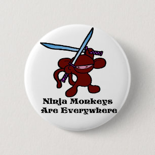 Red Ninja Overhead 2 Inch Round Button