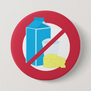 Red No Dairy Allergy Alert Kids 3 Inch Round Button