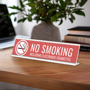 Red - No Smoking Warning Electronic Cigarettes Desk Name Plate