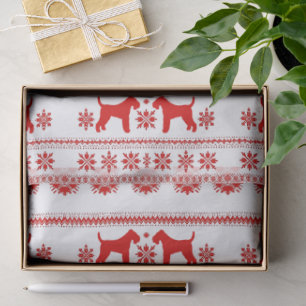 Red Nordic Airedale Terrier Dog Christmas Tissue Paper