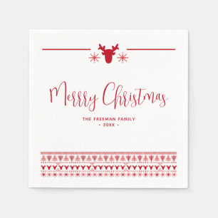 Red Nordic Christmas Party Napkins