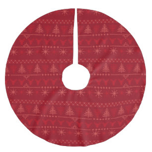 Red Nordic Christmas Pattern Brushed Polyester Tree Skirt