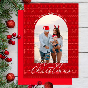 Red Nordic Christmas Pattern Greeting Card