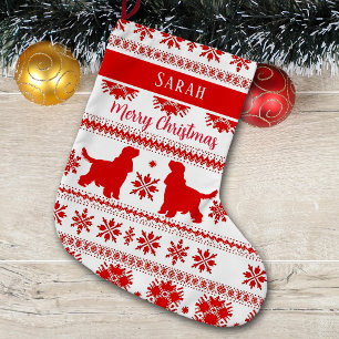 Red Nordic English Cocker Spaniel Dog Christmas Large Christmas Stocking