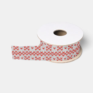 RED NORDIC KNIT 1.5" Wide Grosgrain Ribbon