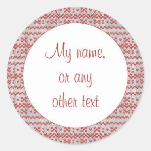 RED NORDIC KNIT 3" Round Matte Stickers