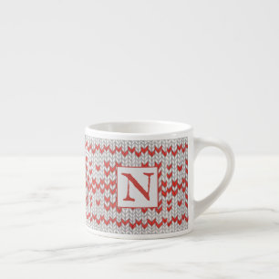 RED NORDIC KNIT Espresso Cup + Initial
